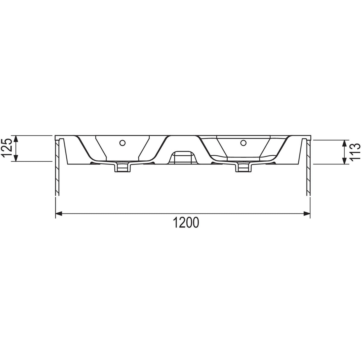 DISEGNO CERAMICA- Moebelwaschtisch LAVABO BLOB 1200 2 V mit 2 Becken- Keramik 87739 87739