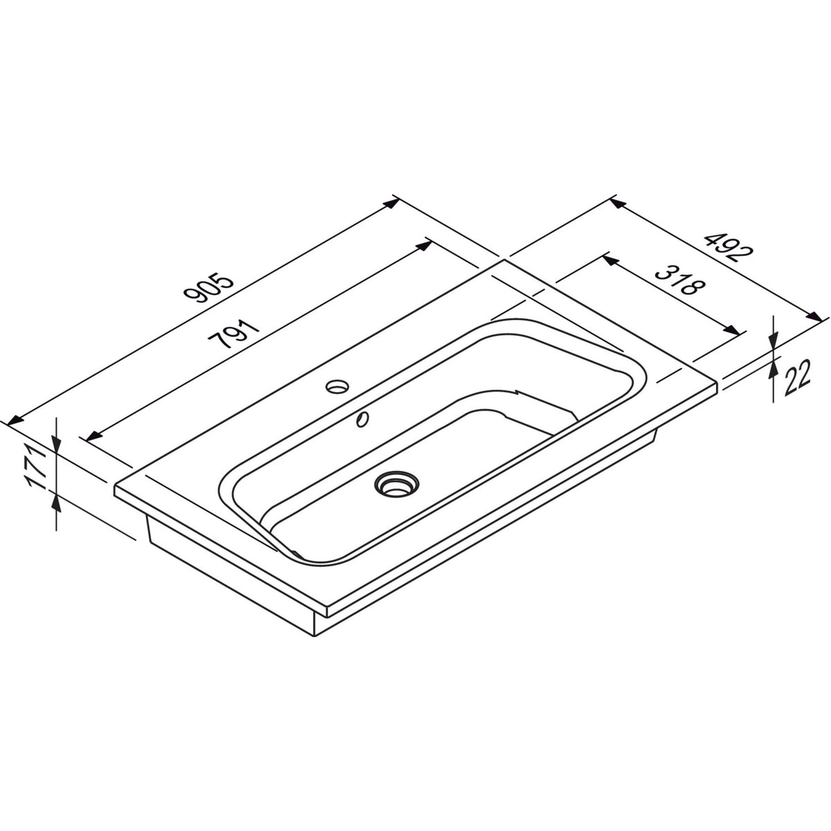 DISEGNO CERAMICA- Moebelwaschtisch LAVABO BLOB 900- Keramik Weiss Hochglanz 87737 87737