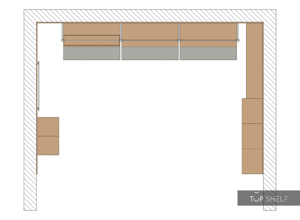 nobilia begehbarer offener Kleiderschrank Ankleiderzimmer 240 cm + 360 cm + 240cm Touch 341 Steingrau supermatt