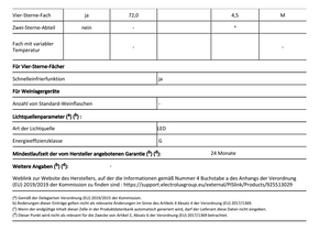 Datenblatt Kühl-Gefrier-kombination Zanker