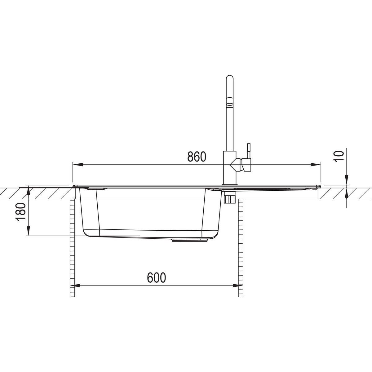ELLECI- Einbauspuele Life 410- aus GRANITEK-- mit Mischbatterie Schwarz 87679 87679