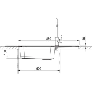 ELLECI- Einbauspuele Life 410- aus GRANITEK-- mit Mischbatterie Schwarz 87679 87679