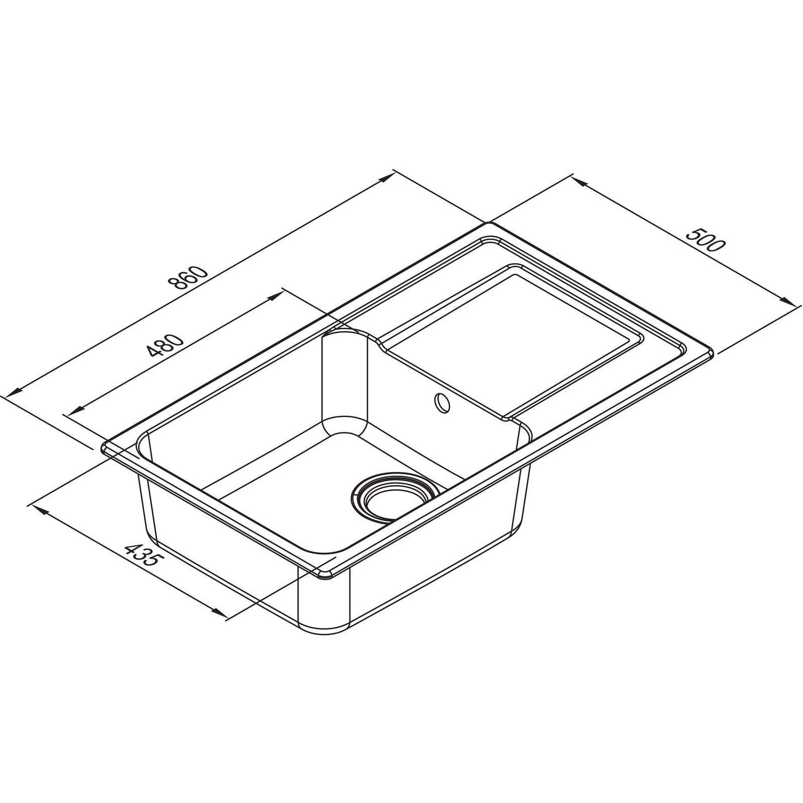 ELLECI- Einbauspuele Life 410- aus GRANITEK- Schwarz 87674 87674