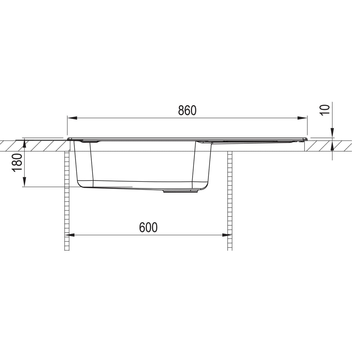 ELLECI- Einbauspuele Life 410- aus GRANITEK- Schwarz 87674 87674