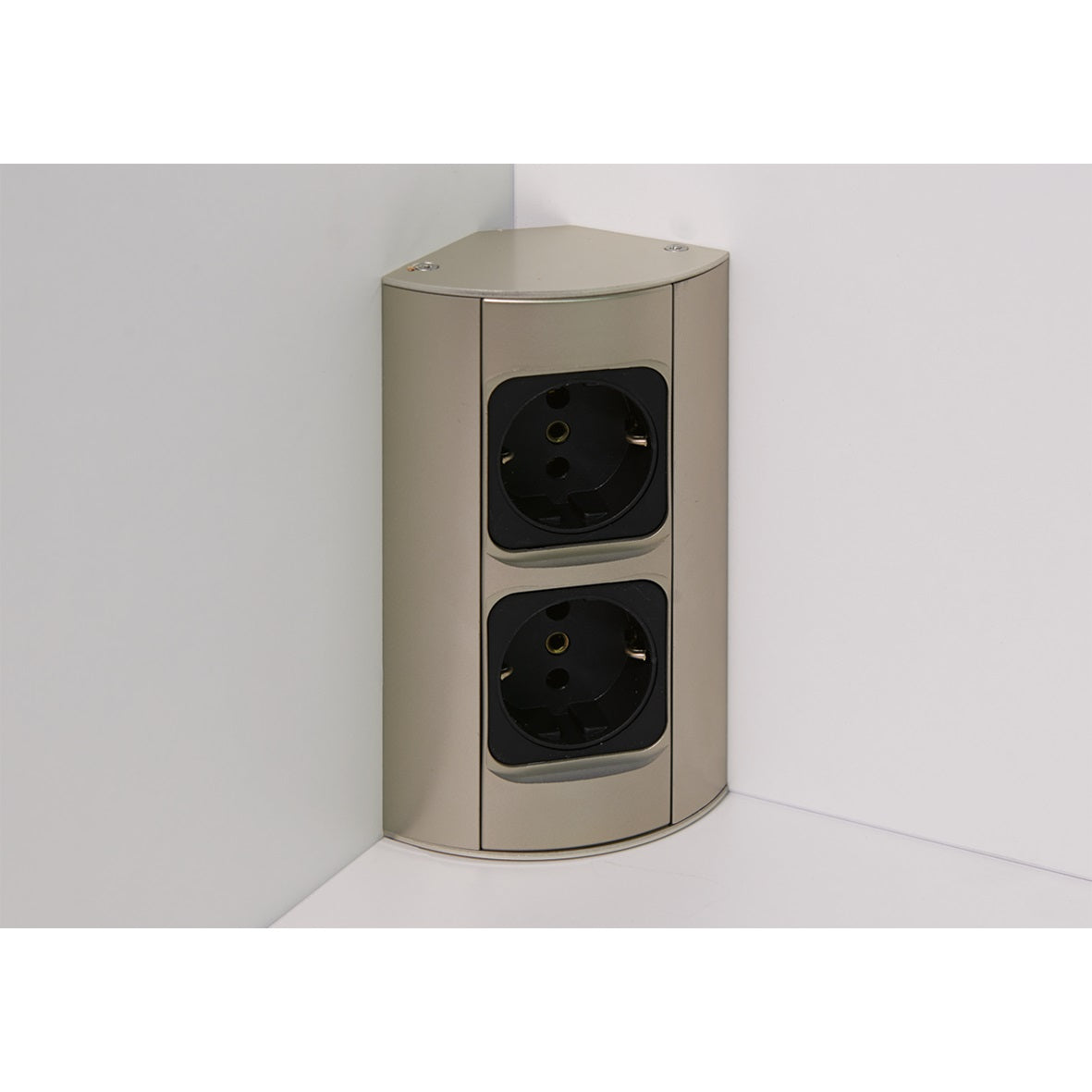 Einbau-Steckdose CORN-F, 2-fach, Edelstahl-Optik 33316 Zweifach