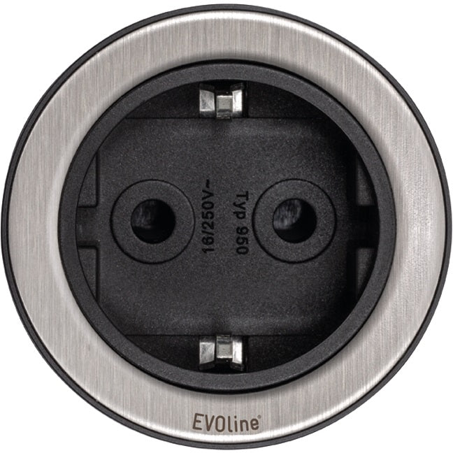 Einbau-Steckdose EVOline ONE-F 36217 Schwarz Edelstahl