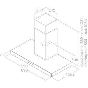 Elica Dunstabzugshaube JOYE ISLAND Inselhaube Edelstahl A Zeichnung