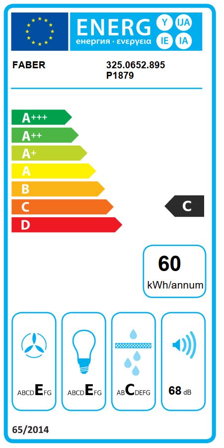 Faber Dunstabzugshaube EASYPBXA60LC Wandhaube mit einem Metallfilter in Edelstahl 60cm Extra-leise LED - Beleuchtung