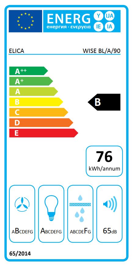 Elica Wandhaube WISE 90 BK BL/A/90 Energy Lable