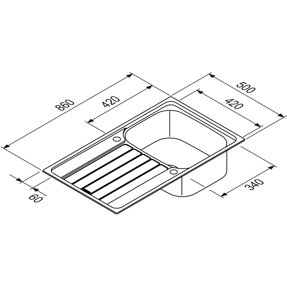 Franke Spülbecken Spark SKX 611-86 Edelstahl 86cm 87077 Einbauspüle Zeichnung