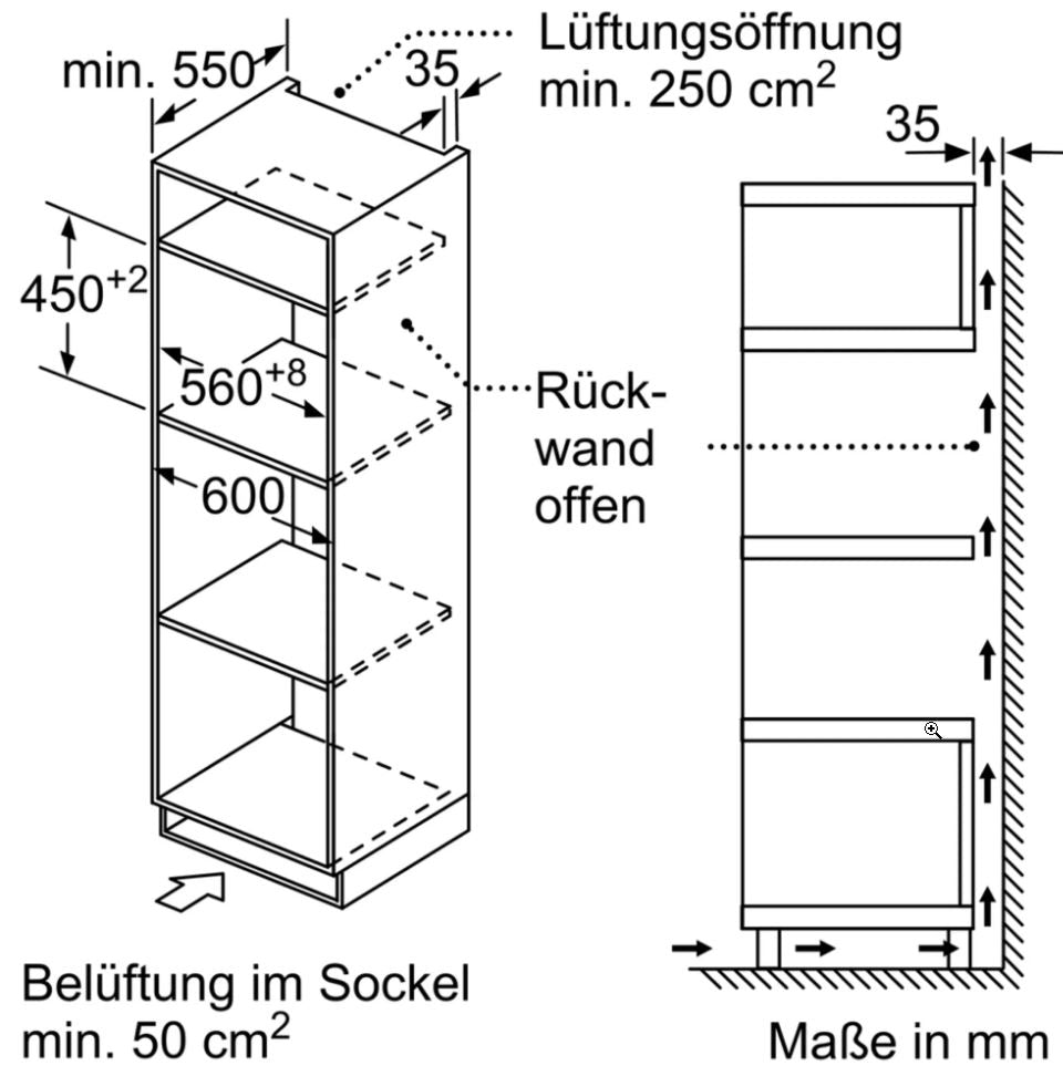 JUNKER Mikrowellen-Kompakt-Backofen JC4119961 Einbau Mikrowelle 45 CM Lüftung