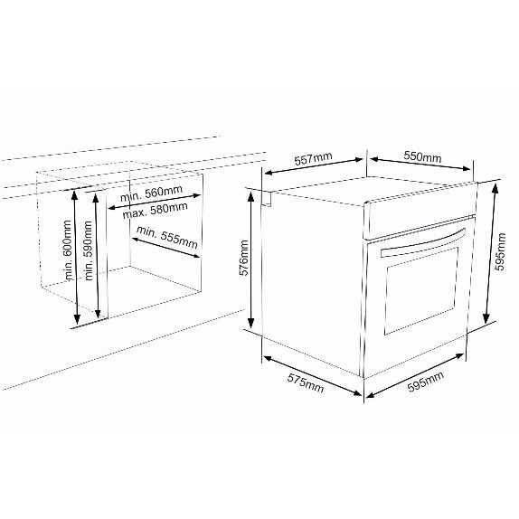 Laurus LEH5 Einbau-Backofen, Kombigerät Zeichnung