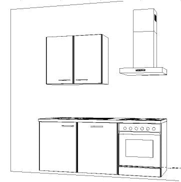 Vormontierte nobilia Miniküche &quot;Lübeck&quot; 180cm ohne E-Geräte &amp;  Zubehör Küchenzeile Küchenblock in Alpinweiß