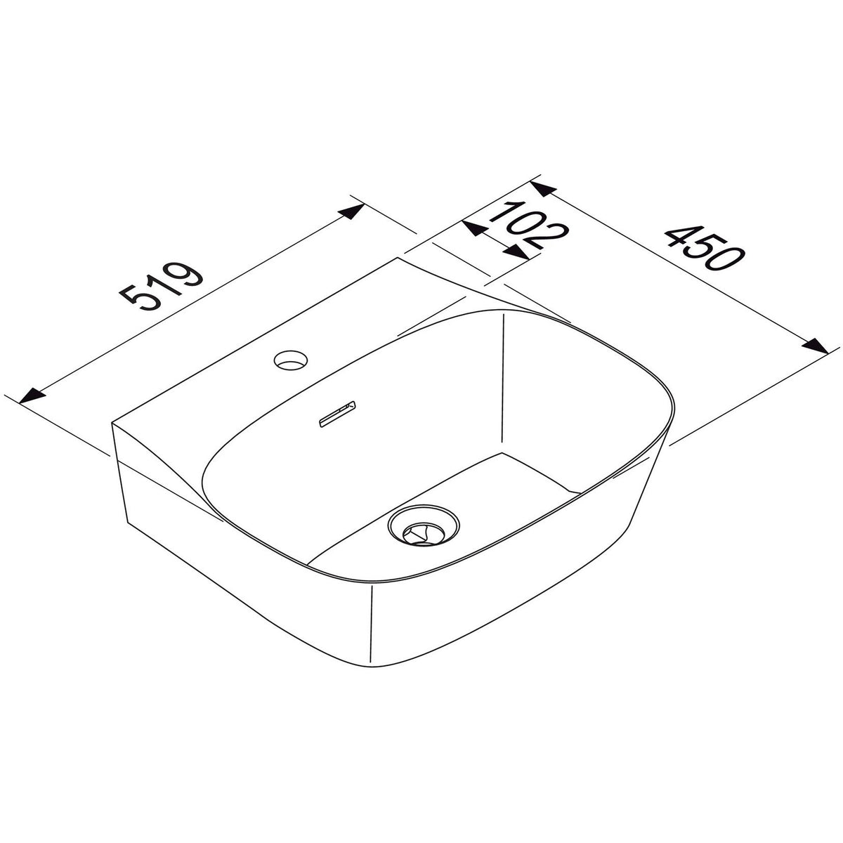 MARMITE- Aufbauwaschtisch WB 0002 W 520C ICC- Mineral Composite Weiss Hochglanz 87727 87727