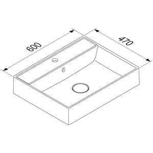 MARMITE- Aufbauwaschtisch WB 0517 C 600C- Mineral Composite Weiss Hochglanz 87726 87726