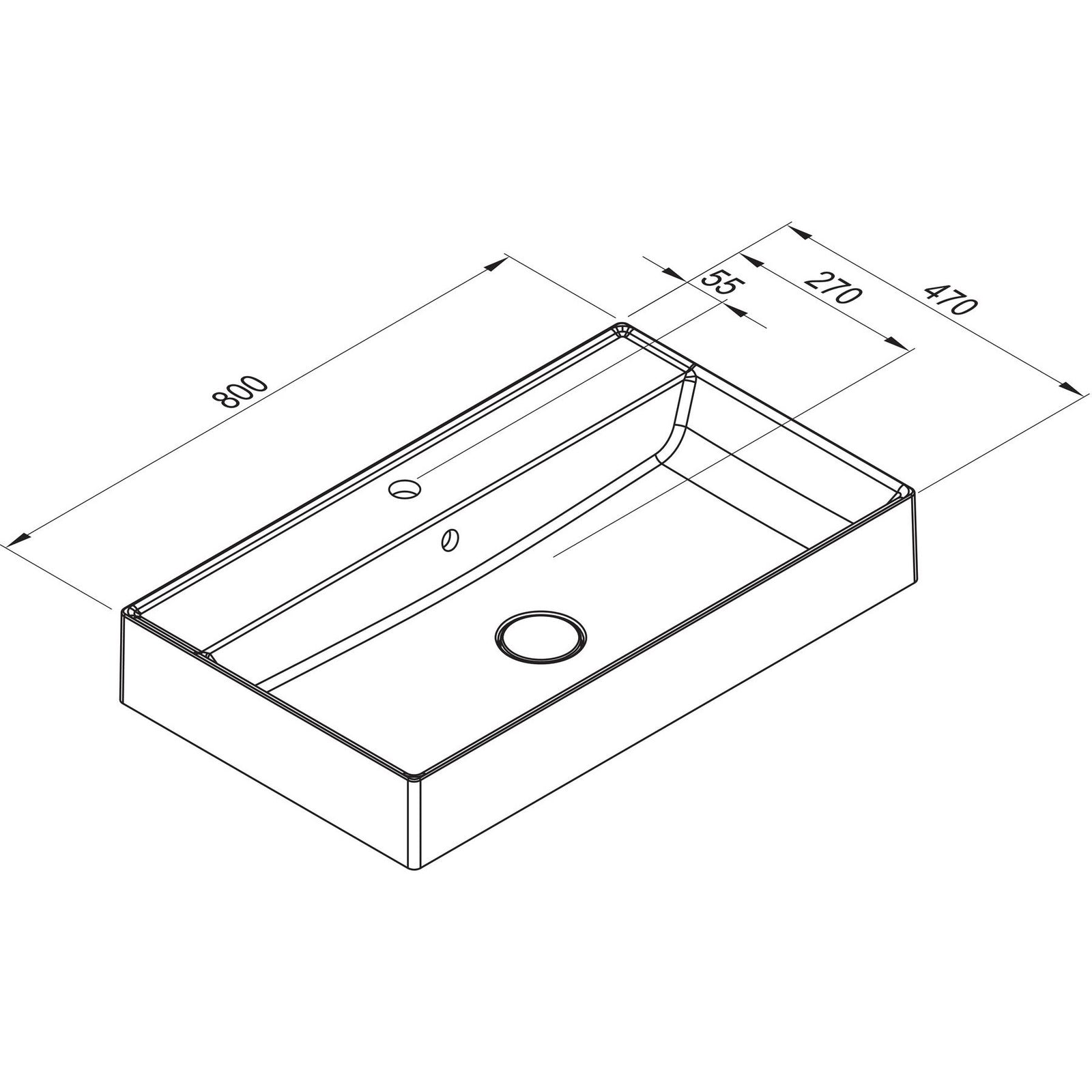 MARMITE- Aufbauwaschtisch WB 0517 C 800C- Mineral Composite Weiss Hochglanz 87729 87729