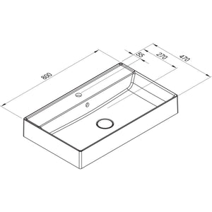 MARMITE- Aufbauwaschtisch WB 0517 C 800C- Mineral Composite Weiss Hochglanz 87729 87729