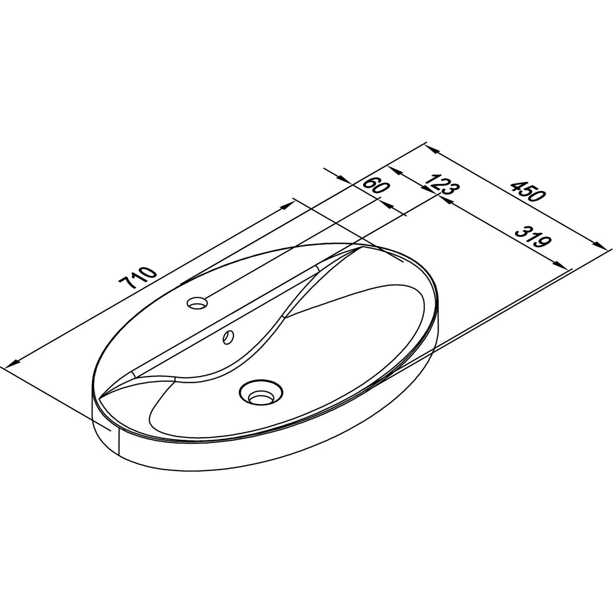 MARMITE- Halbeinbau- Aufbauwaschtisch- OVAX 710C- Mineral Composite Weiss 87794 87794