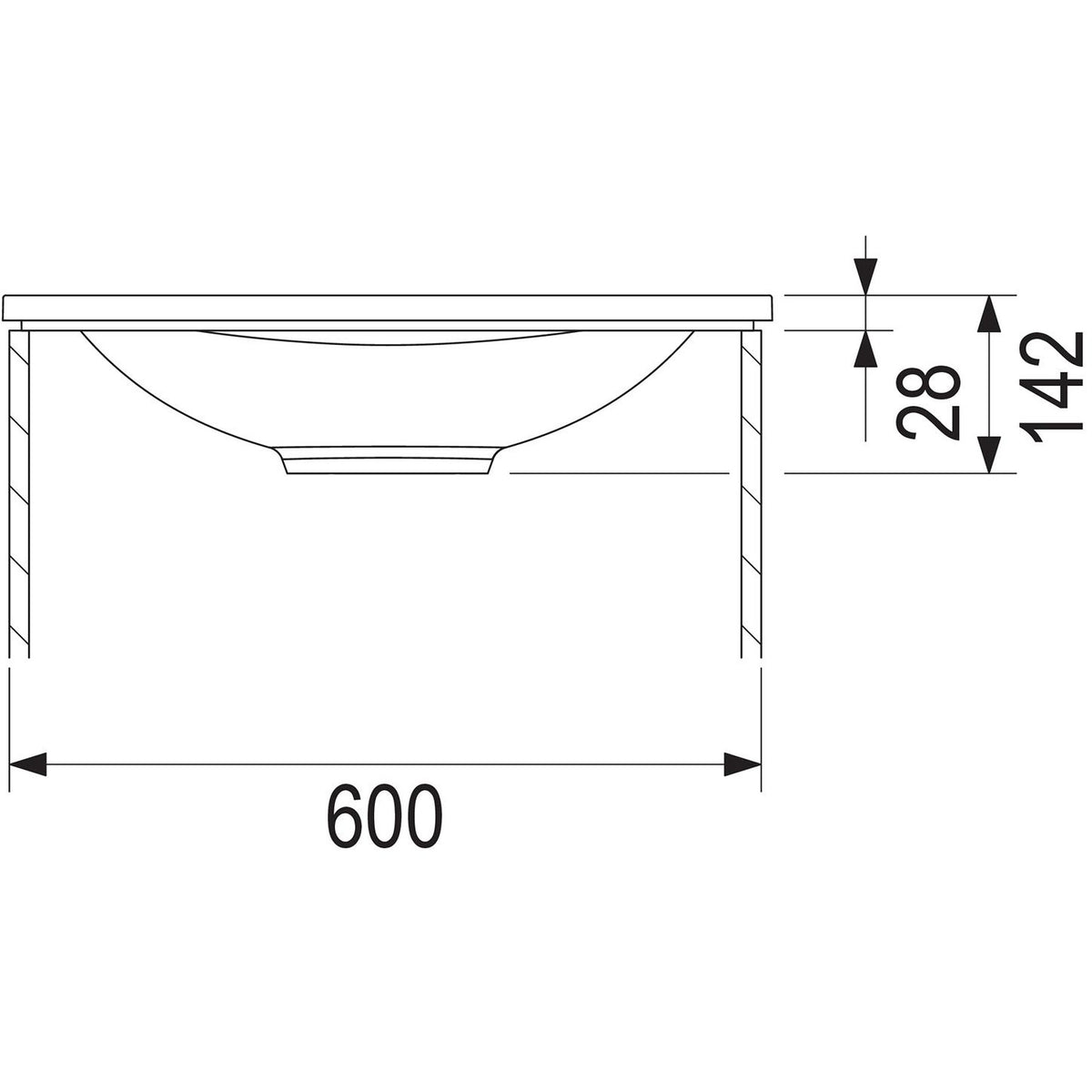 MARMITE- Moebelwaschtisch MEGX 600C- Mineral Composite Weiss Hochglanz 87706 87706