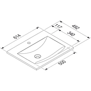 MARMITE- Moebelwaschtisch MEGX 600C ICC- Mineral Composite- ohne Ueberlauf Weiss Hochglanz 87707 87707
