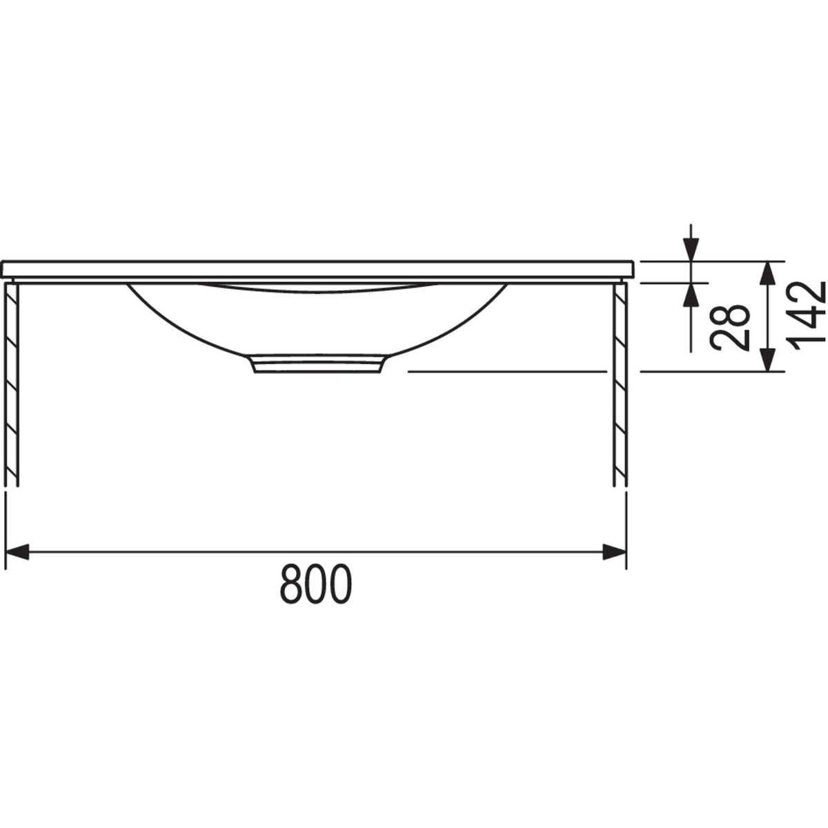 MARMITE- Moebelwaschtisch MEGX 800C- Mineral Composite Weiss Hochglanz 87708 87708
