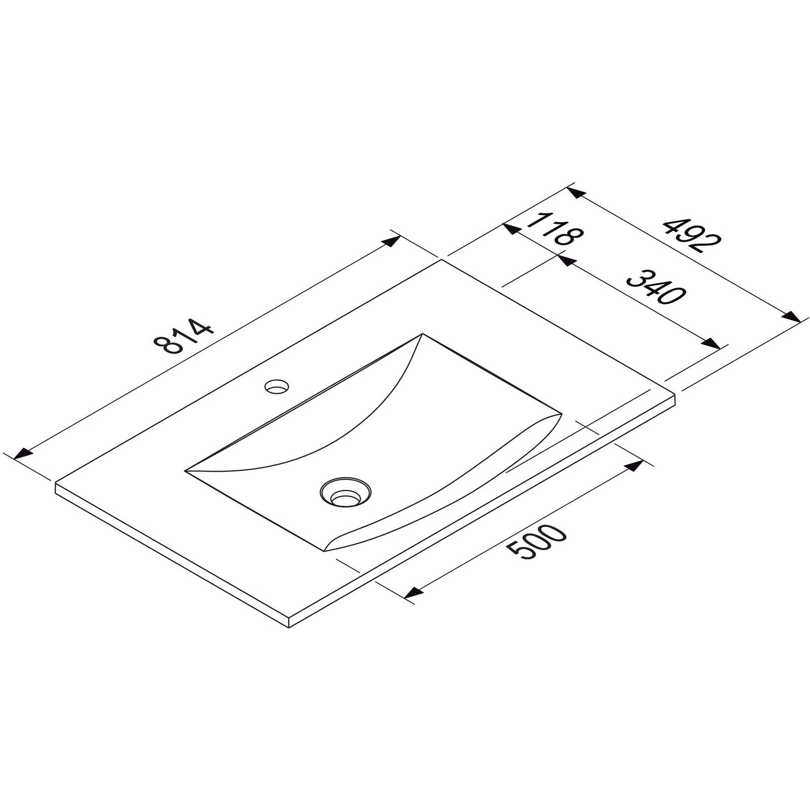 MARMITE- Moebelwaschtisch MEGX 800C ICC- Mineral Composite- ohne Ueberlauf Weiss Hochglanz 87709 87709