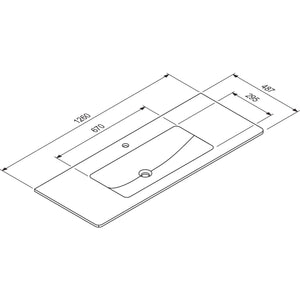 MARMITE- Moebelwaschtisch NobX 1260- Mineral Composite- ohne Ueberlauf Weiss Hochglanz 87743 87743