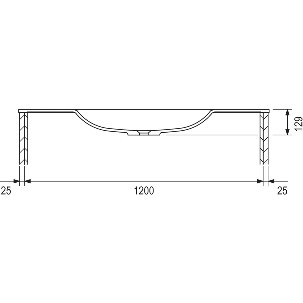 MARMITE- Moebelwaschtisch NobX 1260- Mineral Composite- ohne Ueberlauf Weiss Hochglanz 87743 87743