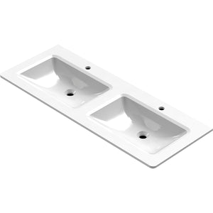 MARMITE- Moebelwaschtisch NobX 1260 D mit 2 Becken- Mineral Composite- ohne Ueberlauf Weiss 87744 87744