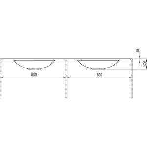 MARMITE- Moebelwaschtisch NobX 1660 D mit 2 Becken- Mineral Composite- ohne Ueberlauf Weiss 87745 87745