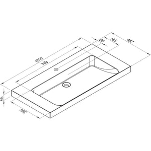 MARMITE- Moebelwaschtisch RonX 1000C- Mineral Composite- ohne Ueberlauf Weiss Hochglanz 87766 87766