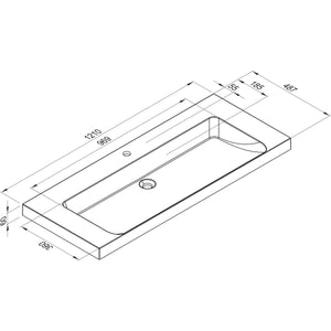 MARMITE- Moebelwaschtisch RonX 1200C- Mineral Composite- ohne Ueberlauf Weiss Hochglanz 87768 87768