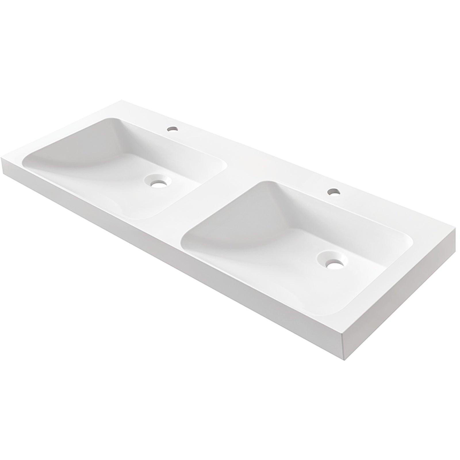 MARMITE : meuble vasque RonX 1200D avec 2 cuves, composite minéral, sans trop-plein blanc 87770 121 cm