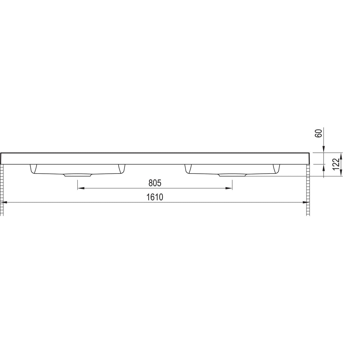 MARMITE- Moebelwaschtisch RonX 1600D mit 2 Becken- Mineral Composite- ohne Ueberlauf Weiss 87771 87771