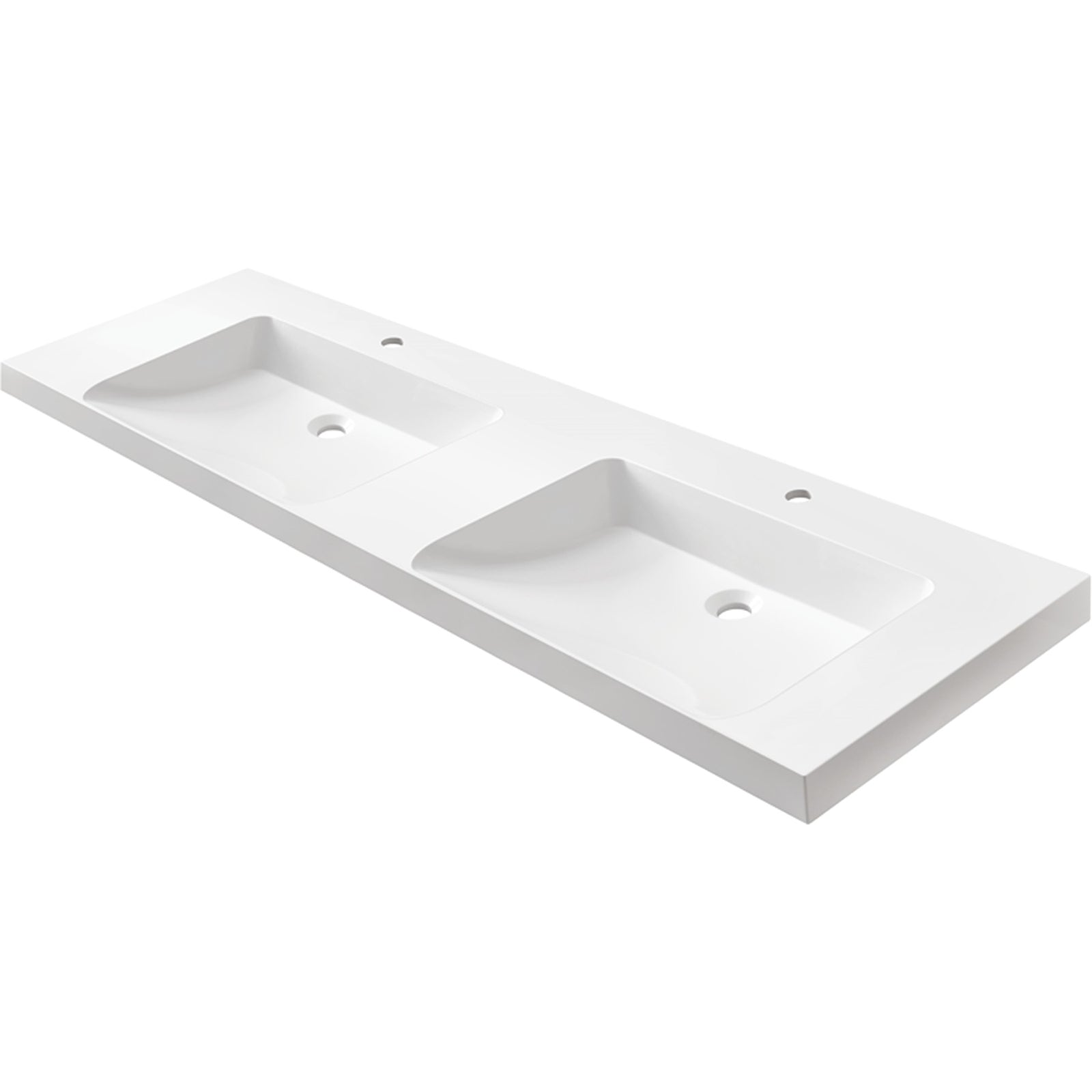 MARMITE : Meuble vasque RonX 1600D avec 2 cuves, composite minéral, sans trop-plein blanc 87771 161 cm