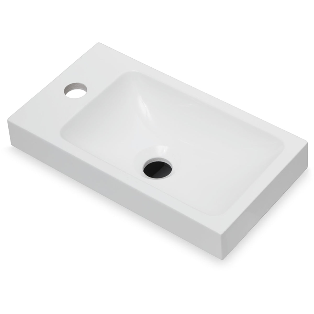 MARMITE- Moebelwaschtisch RonX 410LR- Mineral Composite- ohne Ueberlauf Weiss Hochglanz 87762 87762