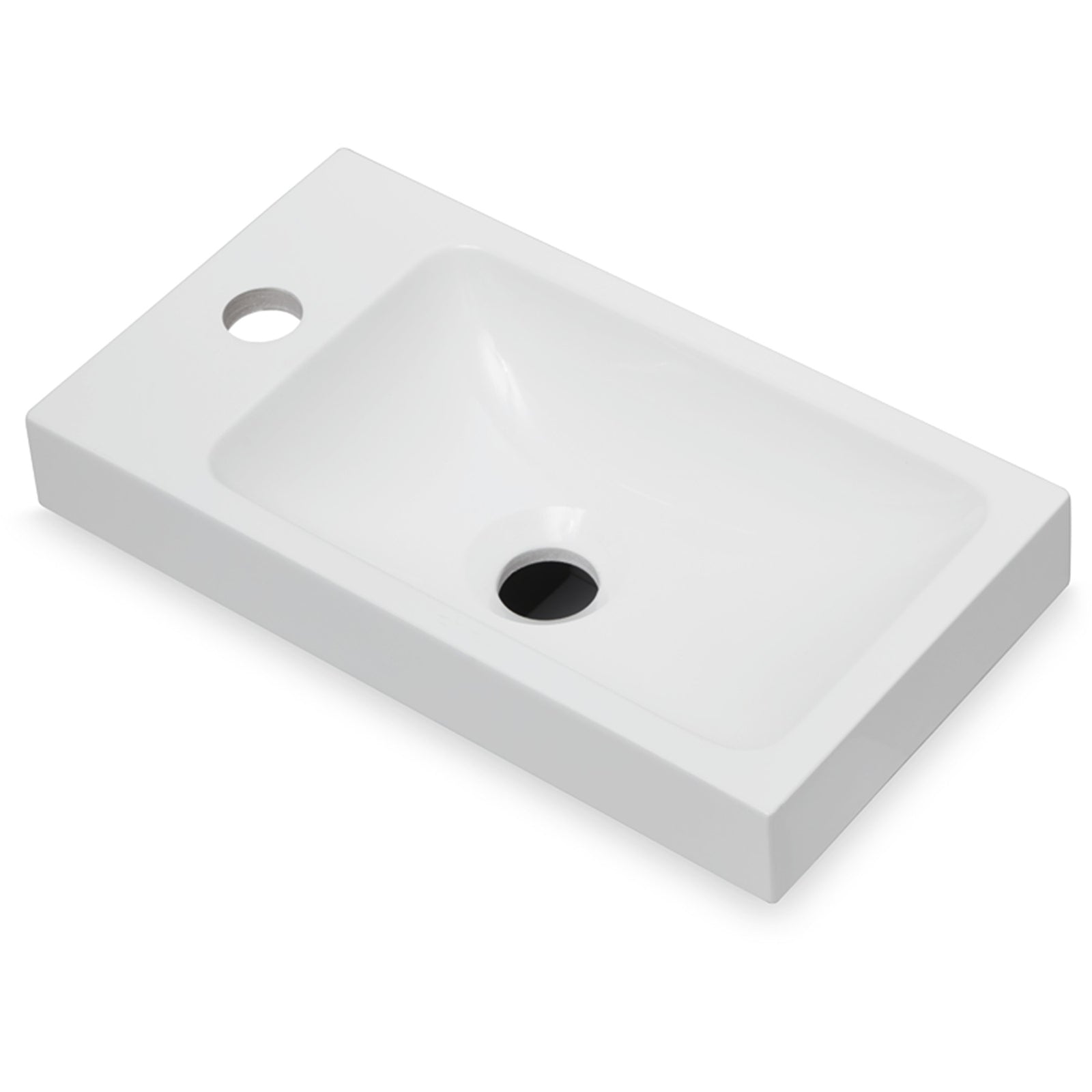 MARMITE : Meuble vasque RonX 410LR, composite minéral, sans trop-plein blanc brillant 87762 41 cm