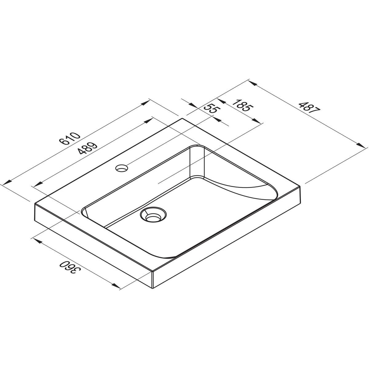 MARMITE- Moebelwaschtisch RonX 600C- Mineral Composite- ohne Ueberlauf Weiss Hochglanz 87763 87763