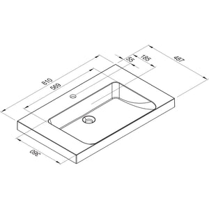 MARMITE- Moebelwaschtisch RonX 800C- Mineral Composite- ohne Ueberlauf Weiss Hochglanz 87764 87764