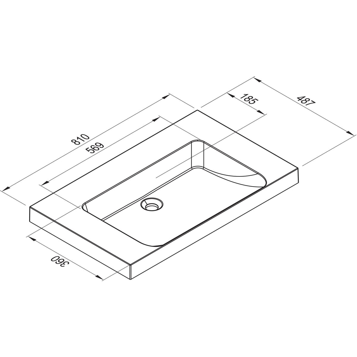 MARMITE- Moebelwaschtisch RonX 800C- Mineral Composite- ohne Ueberlauf und Hahnlochbohrung 87765 87765