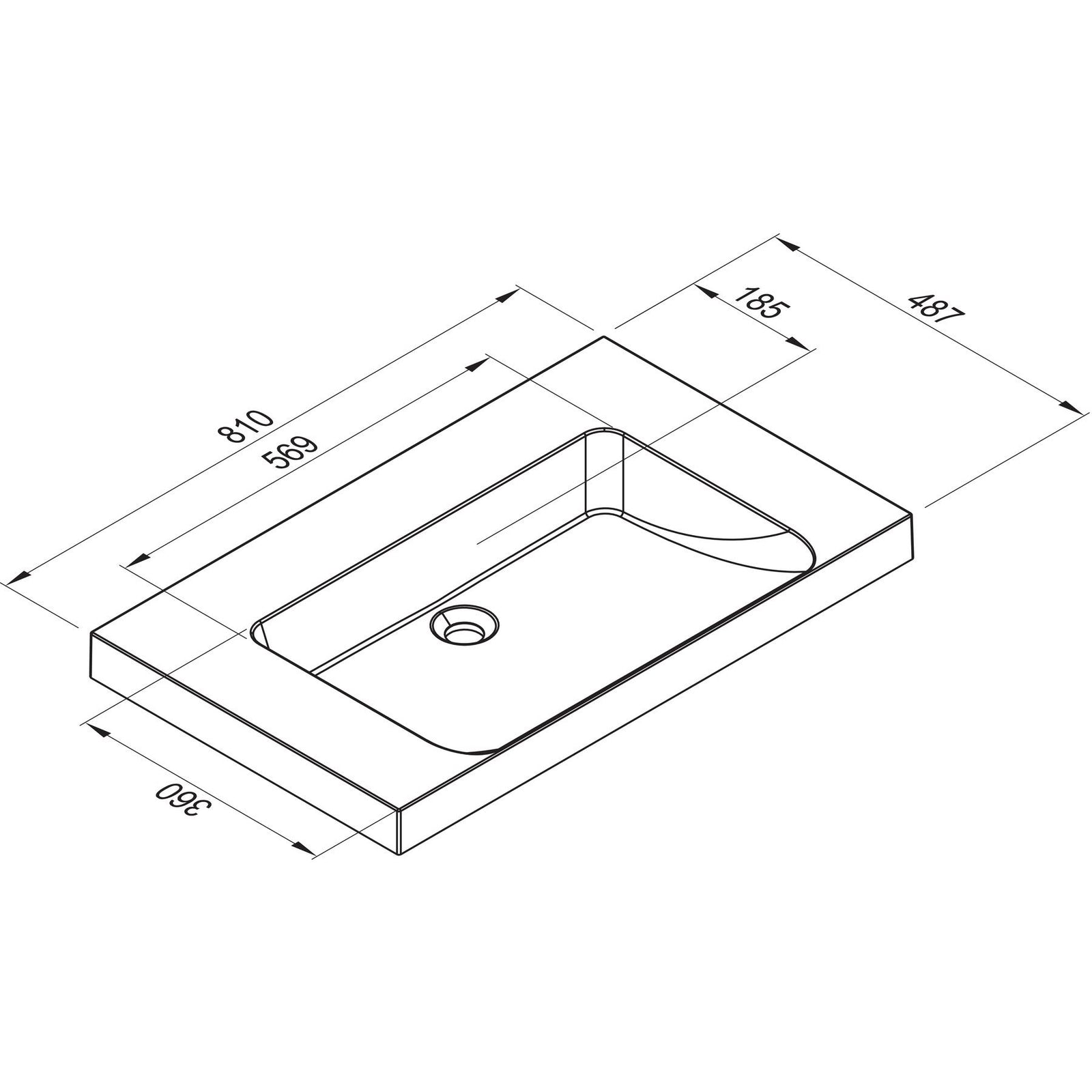 MARMITE- Moebelwaschtisch RonX 800C- Mineral Composite- ohne Ueberlauf und Hahnlochbohrung 87765 87765