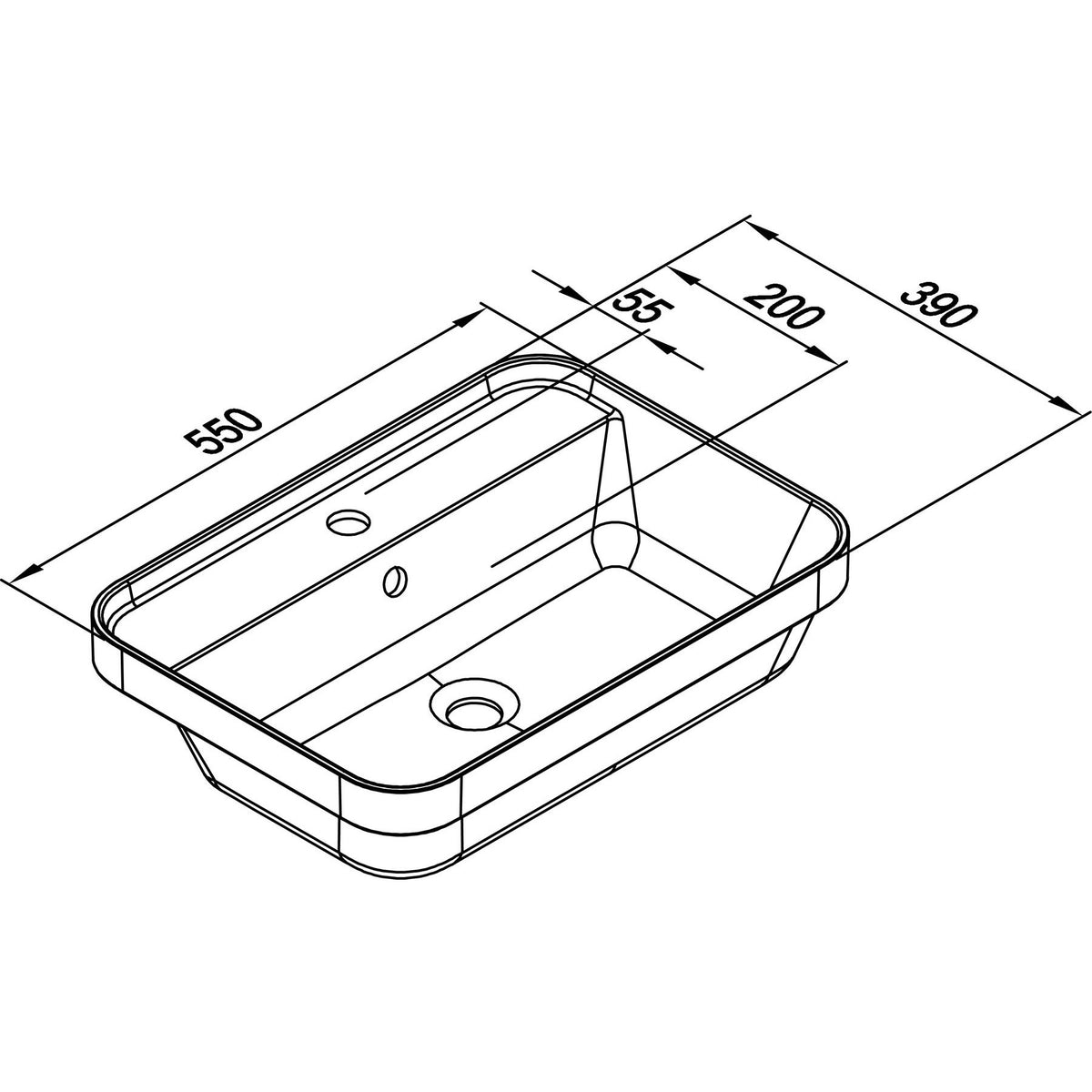 NICOS- Halbeinbau- Aufbauwaschtisch- STAR 550- Mineral Composite Weiss 87795 87795