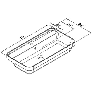 NICOS- Halbeinbau- Aufbauwaschtisch- STAR 750- Mineral Composite Weiss 87797 87797