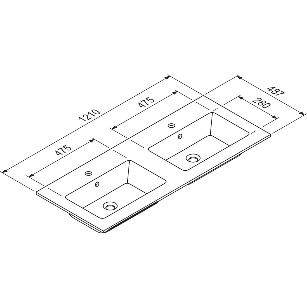 NICOS INTERNATIONAL- Moebelwaschtisch MAX 1210D mit 2 Becken- Mineral Composite 87752 87752