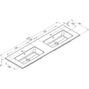 NICOS INTERNATIONAL- Moebelwaschtisch MAX 1610D mit 2 Becken- Mineral Composite 87753 87753