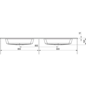 NICOS INTERNATIONAL- Moebelwaschtisch MAX 1610D mit 2 Becken- Mineral Composite 87753 87753