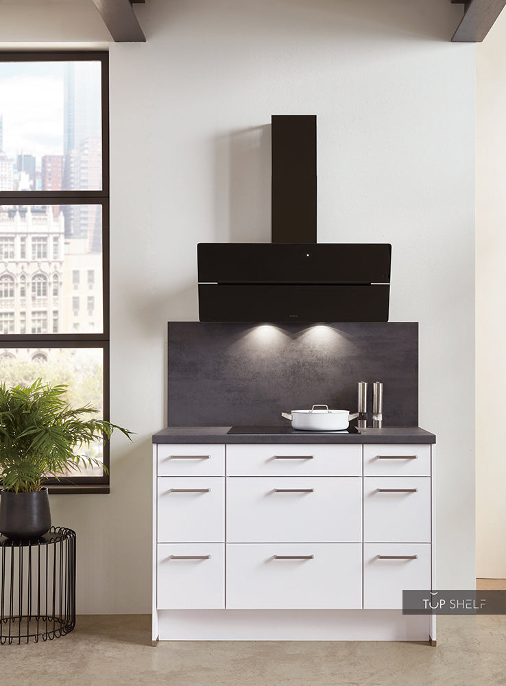 Nobila elements Einbauküche Hamburg Kochblock mit Kochfeld und Abzugshaube