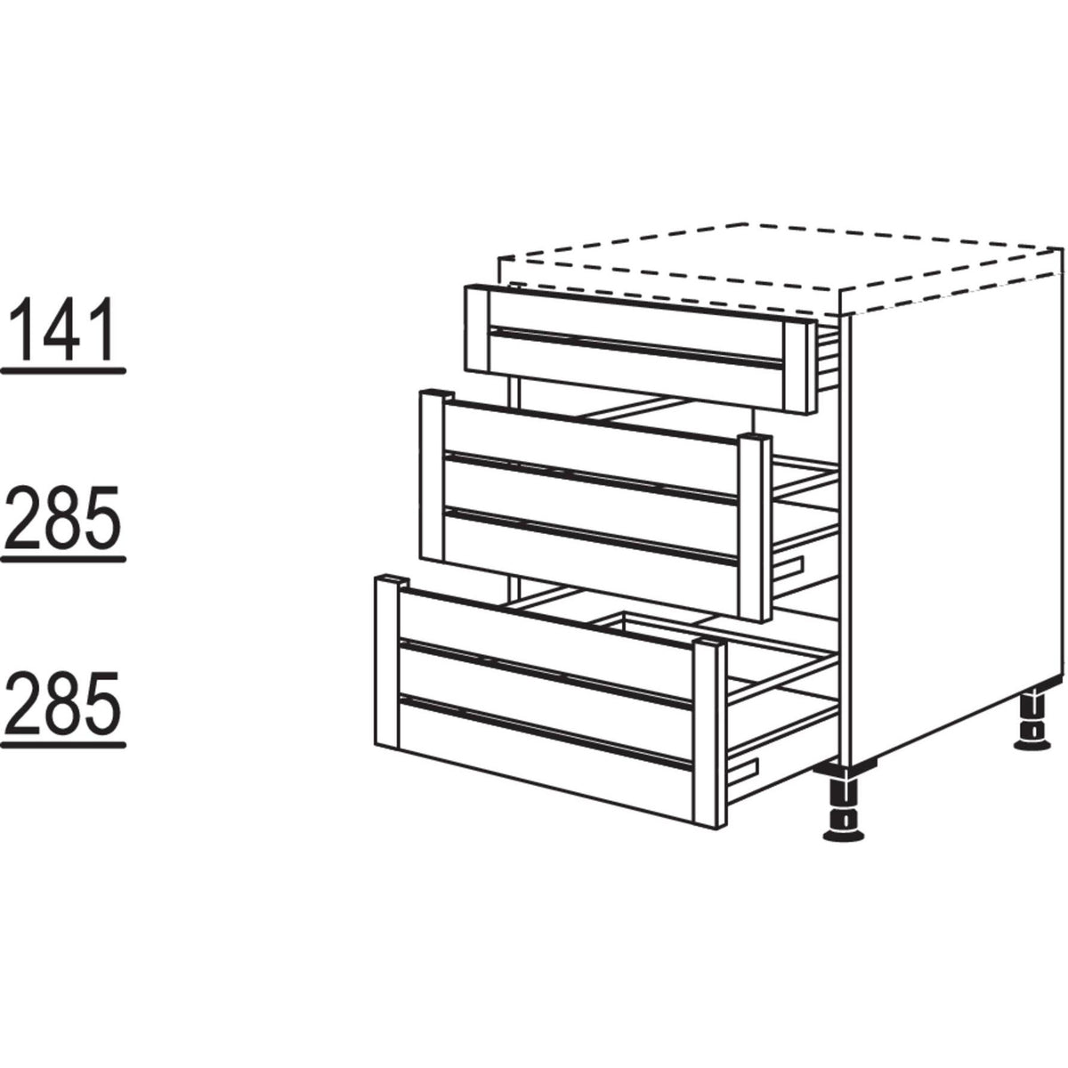 Nobilia Auszugschrank Landhaus mit Eiche Massivholzblenden ULM50 21705