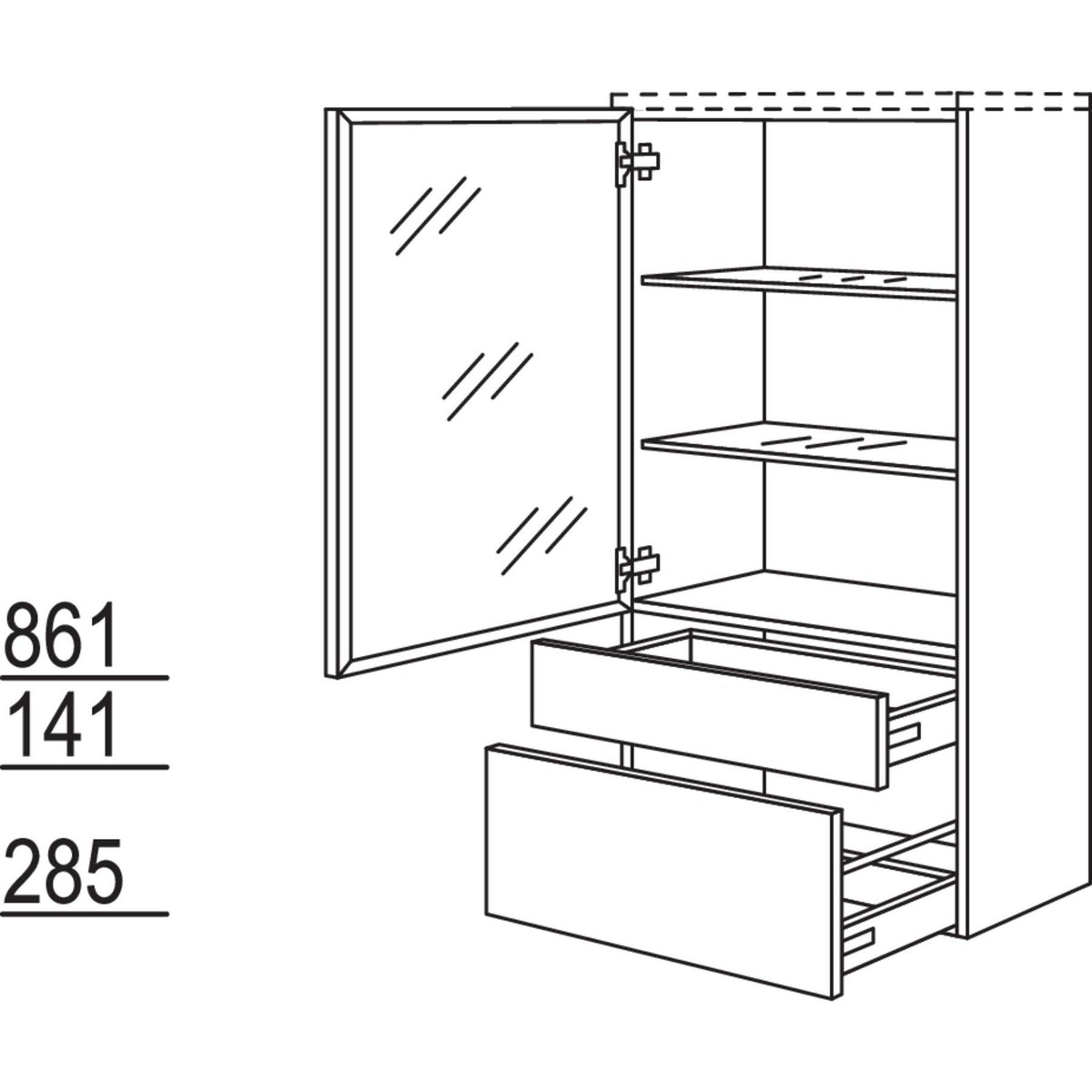 Nobilia Badezimmer-Midischrank Flat BMGFSA50-130 2988