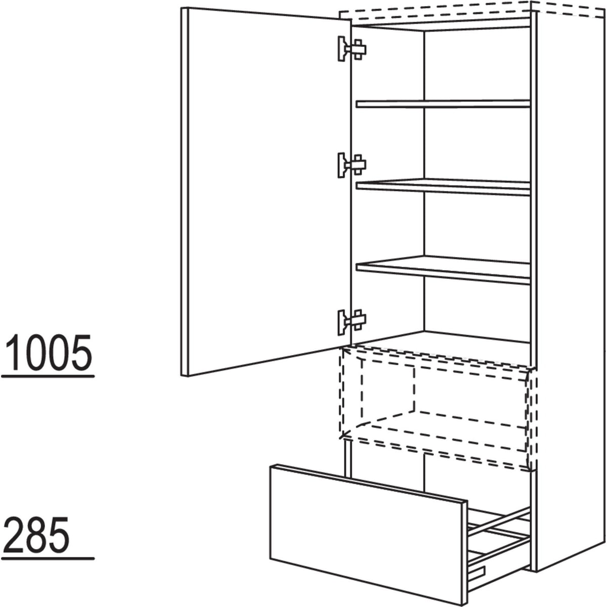 Nobilia Badezimmer-Midischrank fuer Regaleinsatz Case BMAC60-158 2958